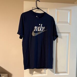 Nike Men's Navy Tee with Silver Logo